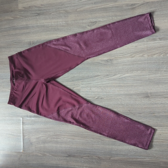 Burgundy girls sparkly leggings - Picture 2 of 5